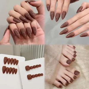 Premium Brown Acrylic Toe Nail Set