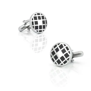 Vintage Round Black Enamel Cufflinks