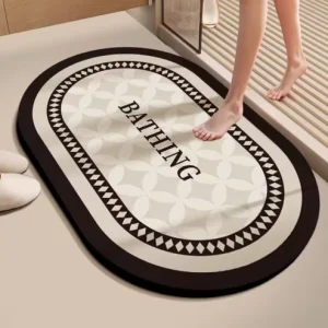 High-Quality Modern Anti-Slip Grey Print Diatom Mud Floor Mat Rubber Water Absorbent Bathroom and Kitchen Carpet for Home Decoration Suppliers, Factory