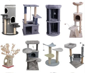Hot Wholesale Cat Climbing Frame Tree Tower for Indoor Plush Multi-Level Cat Condo with Scratching Posts Perches Cave Hammock