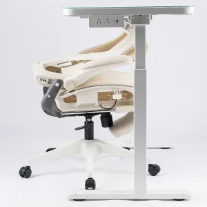 Flip Up Armrest Foldable Adjustable Boss Reclining Full Mesh Executive Office Ergonomic Chair With Footrest