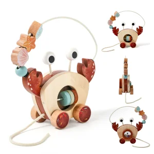 Montessori Wooden Crab Pull Along Car