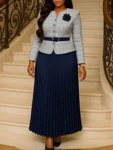 New Women Fashion Temperament Elegant Coat Skirt Set