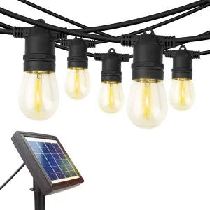 Luzes de Cordão LED Vintage Edison à Prova de Quebra Luzes Solares para Pátio de Quintal