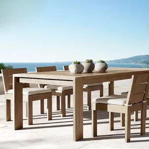 Luxury Durable Teak Premium Dining Set 8 Pieces Outdoor Patio Furniture with Extending Table Modern Style Garden Furniture Set