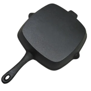 Black Flat Cast Iron Skillets Fry Saute Pan Set for All Stoves