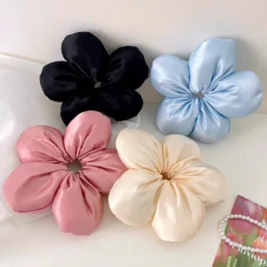 DREAM FASHION Flower Cute Solid Color Extra Large Hair Scrunchies Wholesale Extra Large Women Hair Accessories