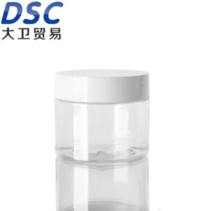 Round Glass Jars Black Lids Plastic Straight Sided Flat Top Lids Creams Lotions