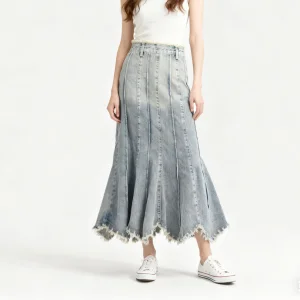 Women's High Waist A-line Denim Skirt