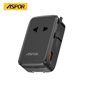 GaN 35W Universal Adapter Phone Charger 4-Output Type-C USB-a Ultra-Slim Aspor A885