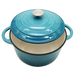 6qt Blue Color Cast Iron Dutch Oven Casserole Pot Stainless Steel Knob