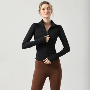 DUOLLB Custom Women's Breathable Yoga Jacket Fade Resistant Athletic Top for Gym Workout Sportswear