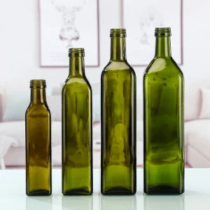 500ml Dark Green Sesame Walnut Olive Oil Tea-Colored Light-Proof Square Glass Oil Bottle