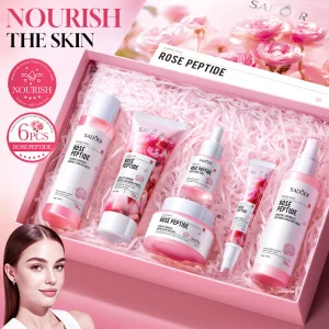 Conjunto de Cosméticos Hidratante Nutritivo de Renovação da Pele com Peptídeos de Rosa Sadoer