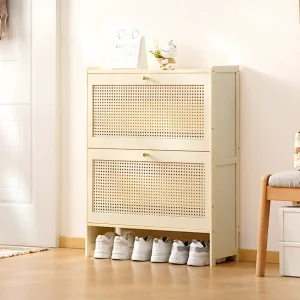 Ultra-thin Bamboo Shoe Cabinet Home Entryway Storage