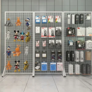 Supermarket Metal Slatwall Panels Display Rack