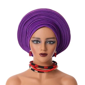 Wholesale 2025 Hot Sale Headwraps Women Custom Nigerian Aso Oke Bonnet Fashion Free Size Female African Headtie