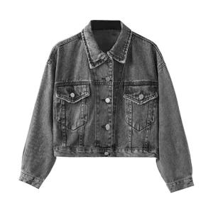 2025 Hot Sale Black Snow Wash Soft Women's Jack Long Sleeve Coat Denim Jacket