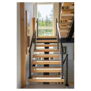 Adjustable Stringer Stairs Simple and Stylish Design Solid Wood Treads