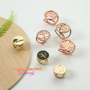 OEM/ODM Custom Fashion Pins Gold Engraved Alloy Scarf Accessories Rings for Wedding Engagement-Custom Brand Logo for Hijab