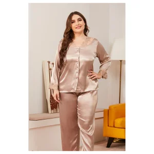 Conjunto de pijama de seda talla grande