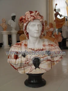 Indoor Carved Stone Soldier Head Sculpture Marble Carving Roman Warrior Bust Statue for Home Decor (SY-S311)