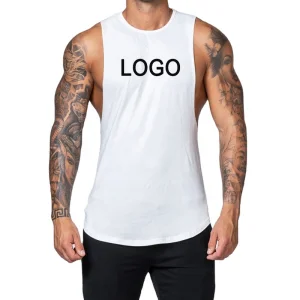 Custom Logo White Black Cotton Men's Workout Stringer Bodybuilding Tank Top Fitness Gym Men's Tank Top Mens Tshirts