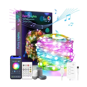 Multicolor RGB Copper Lights Smart APP Control Christmas LED String Light for Tree Outdoor Decoration