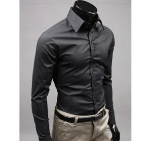 Men's Slim Fit Black Dress Shirt