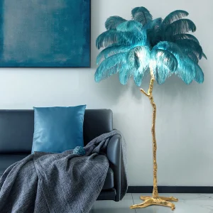 Hot Selling Popular Luxury Designer Floor Light New Design Feather Table Lamp Corner LED Resin Ostrich Floor Lamp