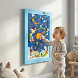 Wooden Wall Toys - Factory Direct 100+ Designs STEM Learning &amp; Slide Track Play Birch &amp; Beech Wood Busy Board.
