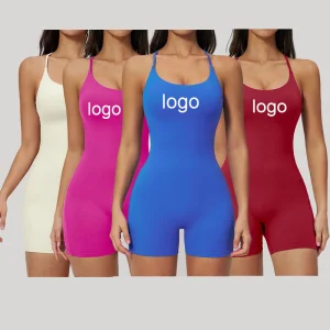 Women's Backless Yoga Onesie Custom Logo Jumpsuit Tummy Control One Piece Bodysuit