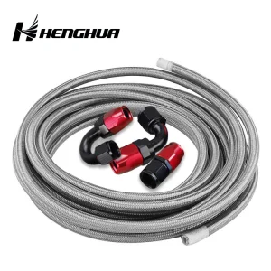 Red Nylon Cotton Cover An6 6an 5/16ID 8mm Stainless Steel Ss Braided PTFE Fule Hose Line for Motorsport Racing Car Engine Turbo