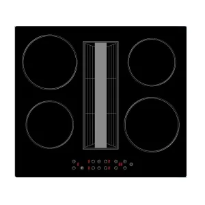 Induction Hob With Downdraft Extraction Hood Ceramic Glass 4 Burners Built in Induction Cooker
