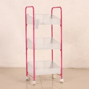 Yiwu Hotter logo Put Hook Display Rolling Stand Rack Stacking Basket With Wheel