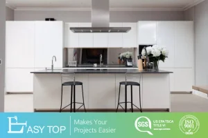 Modern Simple Design MDF Board Wooden Complete Kitchen Units with Precut Quartz Countertop