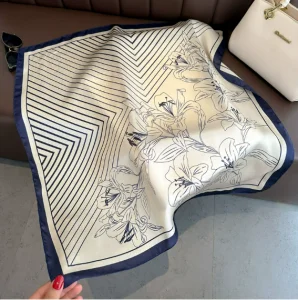 Hot Selling Luxury Satin Silk Square Scarf 70cm Printed Shawl Muslim Headscarf Women's Head Wraps