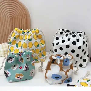 Fashion Fabric Waterproof Velvet Gift Pouch Shopping Custom Canvas Christmas Nylon Drawstring Bag