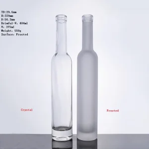Tall Bottle with Long Narrow Neck Frosted Liquor Glass Bottle Recycled Glass for Tequila Mezcal Rum Gin Vodka Whiskey