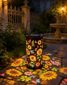 Colorful Sunflower Glow Solar Garden Lantern