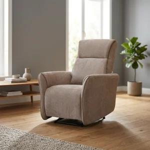 Brown Fabric Recliner Chair Adjustable Power Recliner Armchair