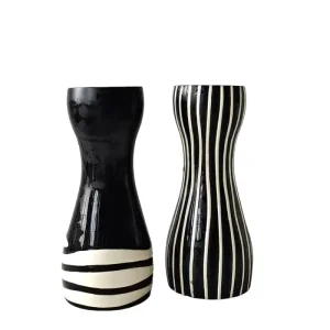 Buy Modern Art Black White Striped Waist-Shaped Ceramic Vase Set Exporter, Companies