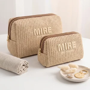 Straw Custom Raffia Makeup Bag