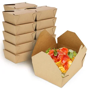 Venta caliente de envases de papel desechables para restaurantes chinos, cajas de comida biodegradables rápidas, envases para comidas listas