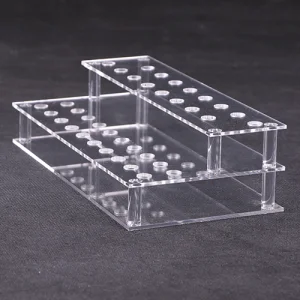 Soporte de exhibición de cepillos de maquillaje acrílico transparente 2-Layer