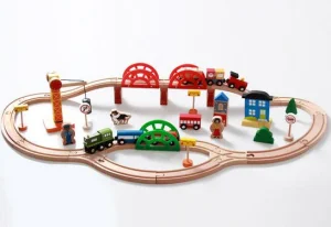 Hot Christmas Gift 120PCS Wooden Train Set
