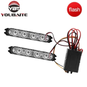 4 LED 1 to 2 Emergency Vehicle Dual Color Strobe Lights Car Flash 12V 12W Warning Lights for Front Grille Deck