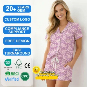 Manufacturer Custom High Quality Luxury Women's Pajamas Set Bamboo Satin Modal Silk tencel Summer Short Sleeve Pajamas Sleepwear
