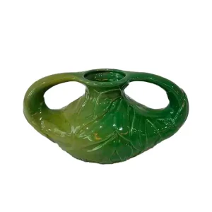 Wholesale Dual - Handled Tropical Leaf - Embossed Gradient Green Ceramic Vase | Artistic Home Decor Companies, Product
