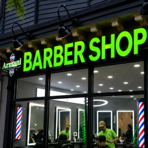 Custom Front Lit Channel Letters LED Barber Shop Sign Board Acrylic Face Illuminated Storefront Letters for Hair Salon Exterior